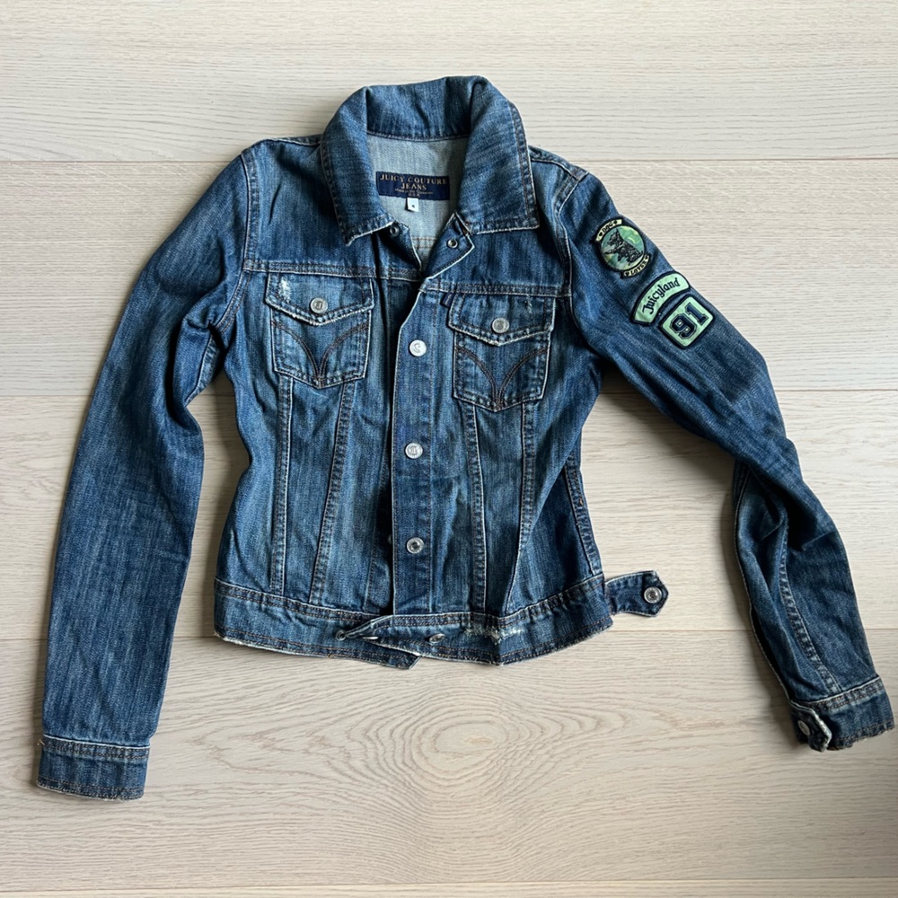 Juicy Couture Blue Jean Jacket with Patches